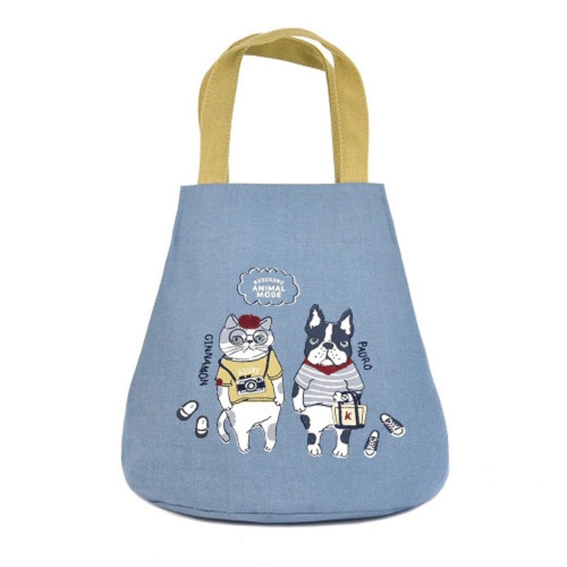 Kusuguru Japan Handbag Animal Mode Series Round Bottom Reversible Storage Bag-Blue - Handbags & Totes - Polyester Blue