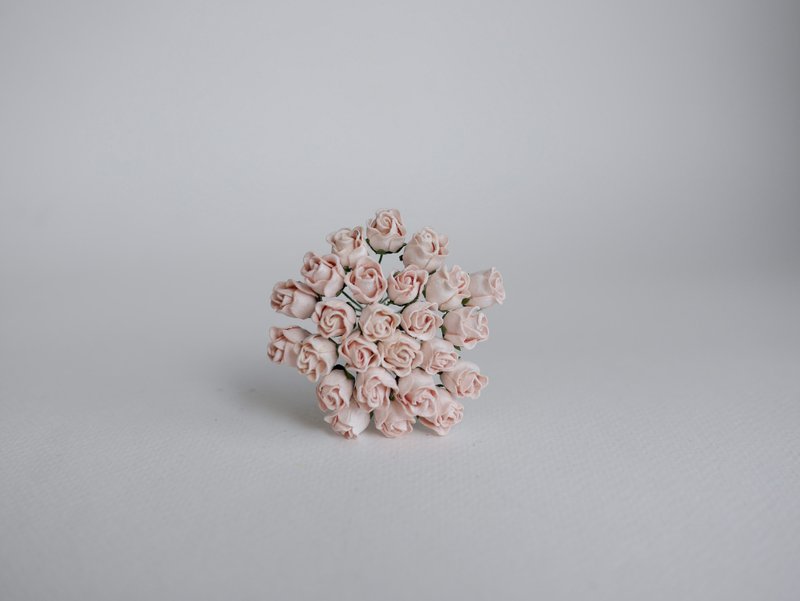 Paper flower, 25 pieces, size 1 x1.2  cm. bud rose flower, pastel pink color. - Other - Paper Pink