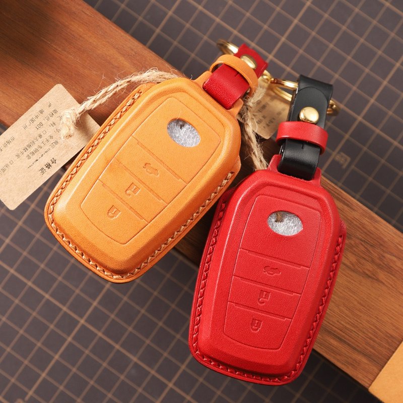 [Crazy Craftsman] Fully handmade custom For Toyota Toyota car key leather case bag Italian imported cowhide - Keychains - Genuine Leather 