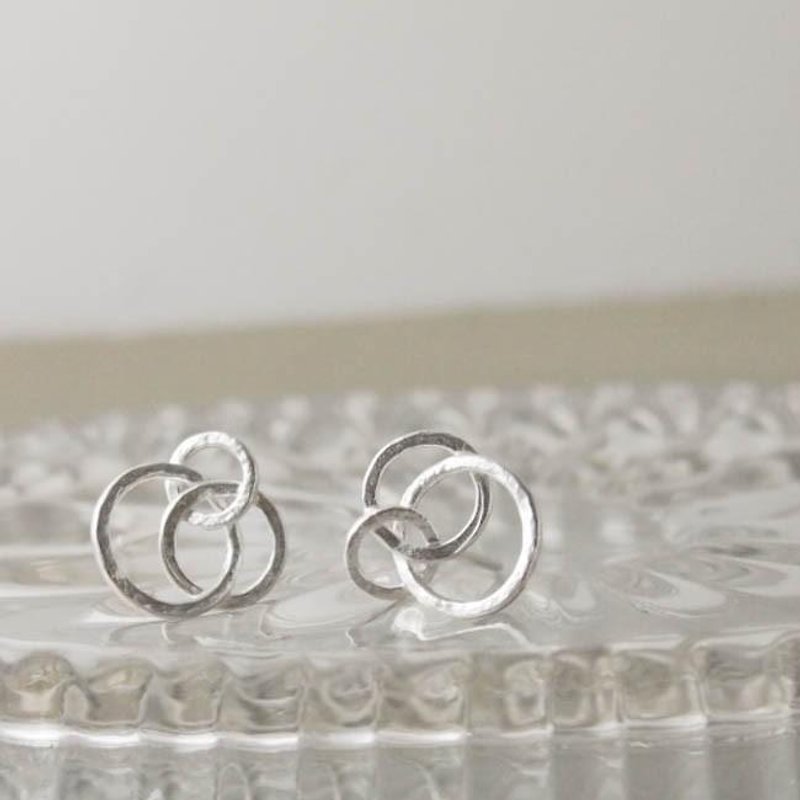 circle stud earrings silver [FP227] - ต่างหู - โลหะ สีเงิน