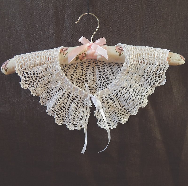 棉．麻 鎖骨鍊 白色 - White lace collar Detachable crochet collar cottagecore otfit