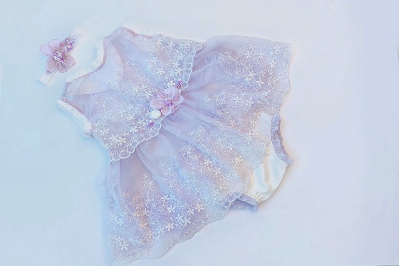 Newborn photo prop, lace set - newborn dress, baby headbands - 嬰兒手鍊/飾品 - 其他材質 紫色