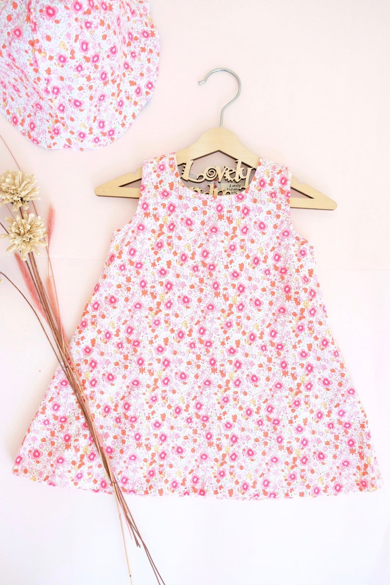 One Piece Dress for Girl Flower Dress for her Gift for Girl Birthday Gift - กระโปรง - ผ้าฝ้าย/ผ้าลินิน สึชมพู