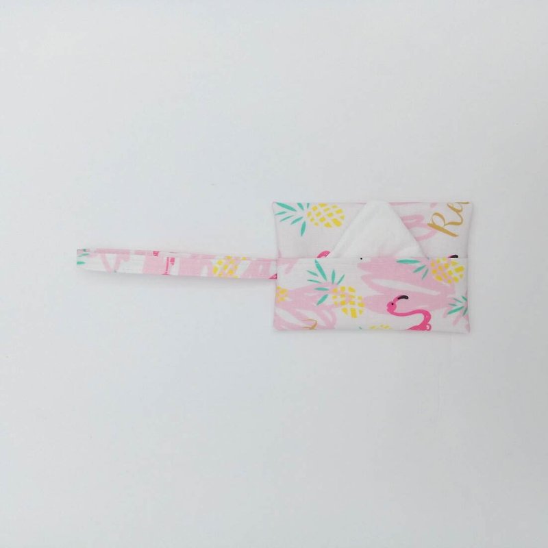 Pink Crane Pocket Facial Paper Cover-Waterproof - กล่องทิชชู่ - ผ้าฝ้าย/ผ้าลินิน สึชมพู