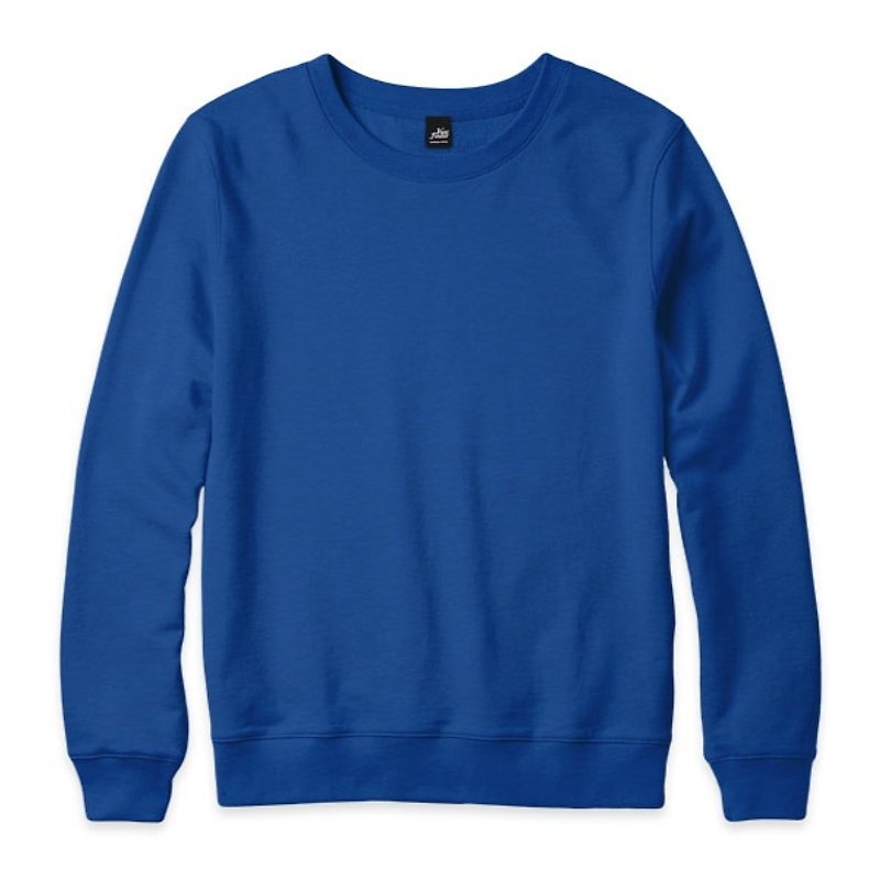 素色長袖大學T恤 - 寶藍 - 男 T 恤 - 棉．麻 藍色