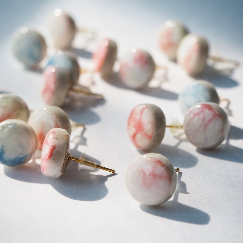 Mino Japanese paper and tile earrings marble - ต่างหู - กระดาษ หลากหลายสี