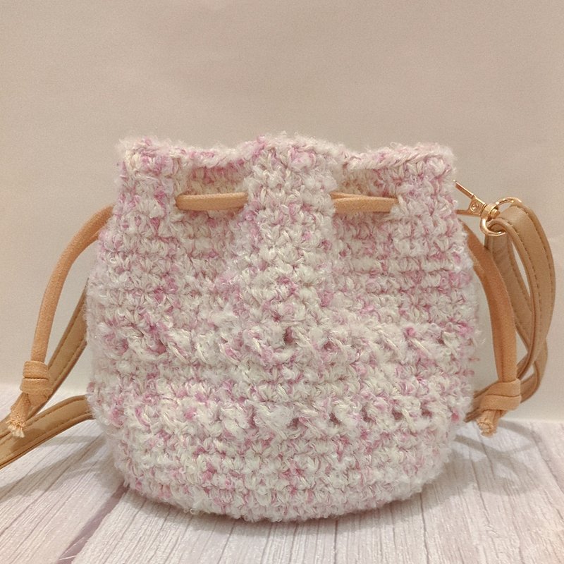 ∣Flower Fall Bag ∣ Sakura Bag • Side Bag • Handmade Bag • Woven Bag - Drawstring Bags - Cotton & Hemp Pink