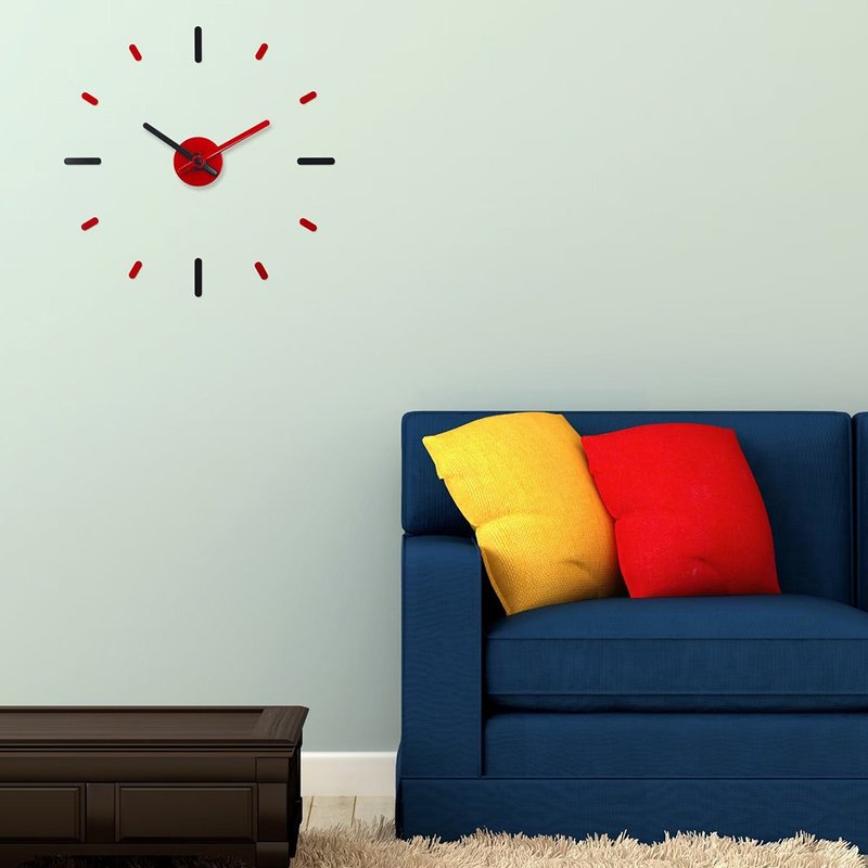On-Time Wall Clock Peel and Stick Black Red 56 Cm. (22.5 inch) - 時鐘/鬧鐘 - 鋁合金 紅色