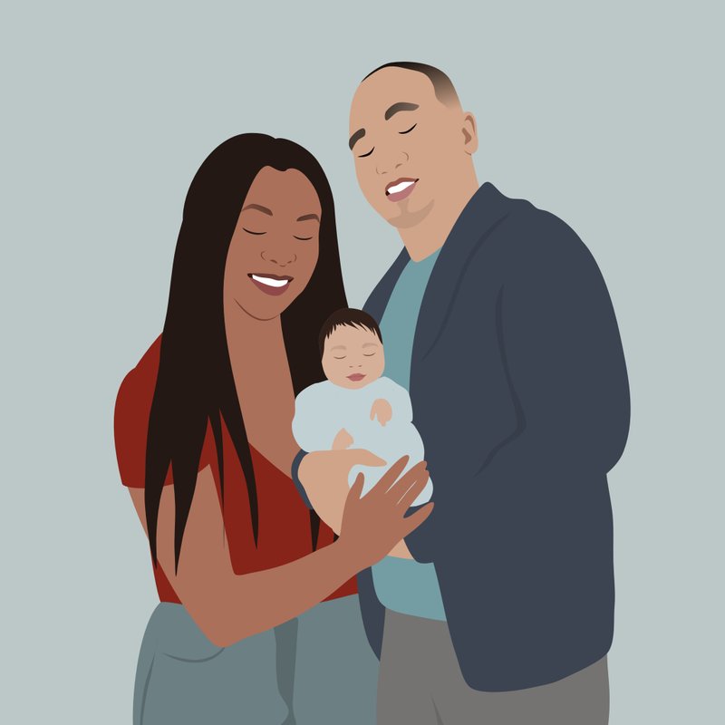 Family electronic file cute illustration portrait | customized - ภาพวาดบุคคล - วัสดุอื่นๆ 