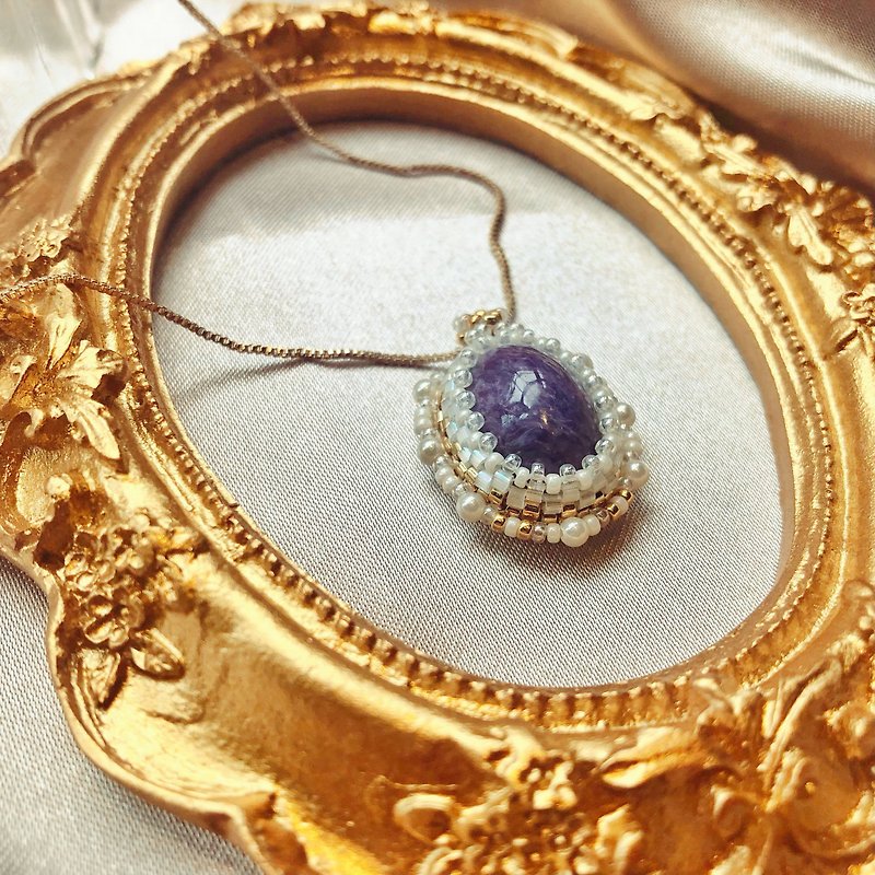 //Galactic Railway Night// Purple Dragon Crystal Clavicle Chain(Sale)・Crystal necklace - สร้อยคอ - คริสตัล สีม่วง
