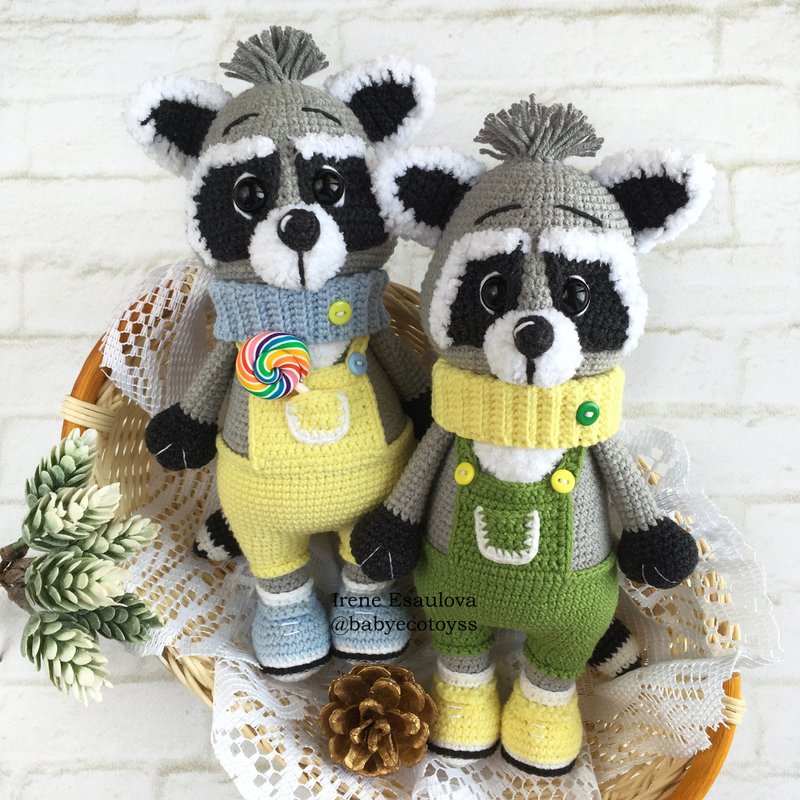 Digital Download - PDF | Crochet amigurumi pattern RACCOON amigurumi - Knitting, Embroidery, Felted Wool & Sewing - Thread Green