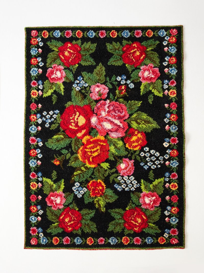 Boho Decorative Wild Flowers Colorful Rug / Nursery Gothic Flower Rug Decor - พรมปูพื้น - ผ้าฝ้าย/ผ้าลินิน หลากหลายสี