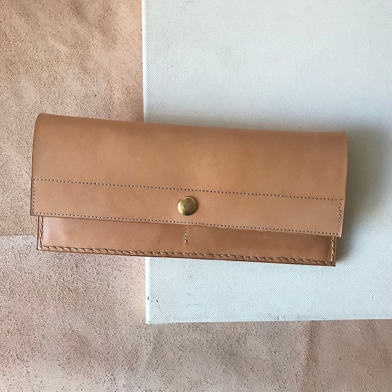 Layer leather long clip _4 _1 card bill coin pocket layer _ _ light Brown