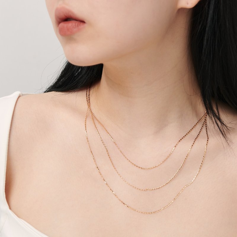 Square exquisite three-layer naked chain (three colors in total) - สร้อยคอ - ทองแดงทองเหลือง 