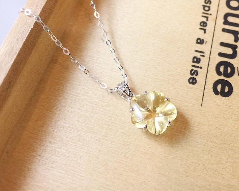 MH Silver natural stone series _ meet happiness (citrine necklace) - สร้อยข้อมือ - เครื่องเพชรพลอย สีเหลือง