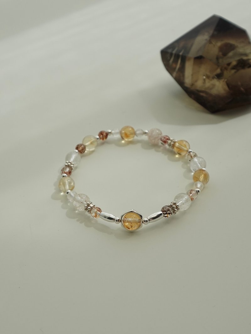 amber dawn/黃水晶 黑銅鈦晶 雪花幽靈 白水晶/水晶手鍊 客製化 - 手鍊/手環 - 水晶 黃色