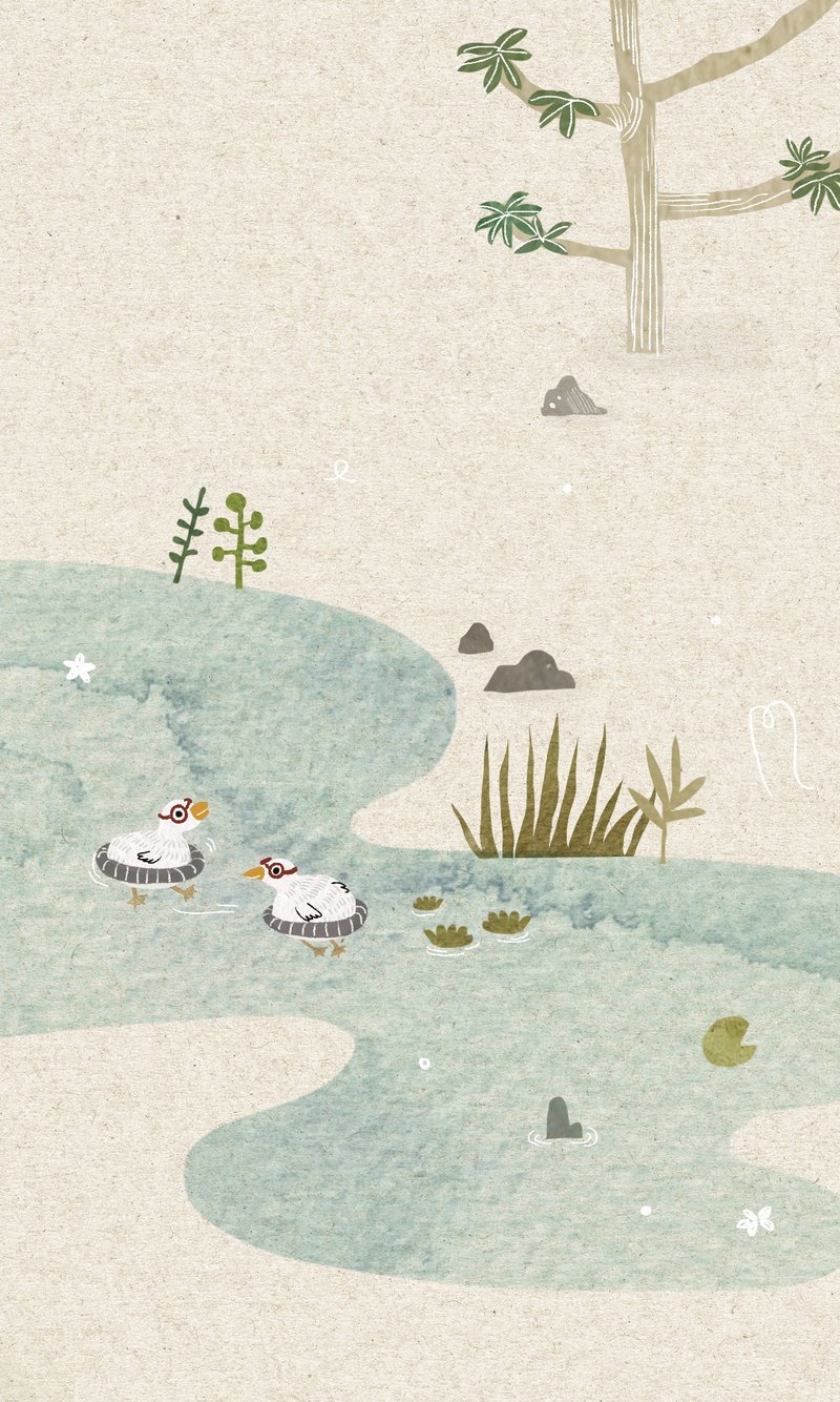 tiny ducks 9cm x 15cm notecard - 卡片/明信片 - 紙 
