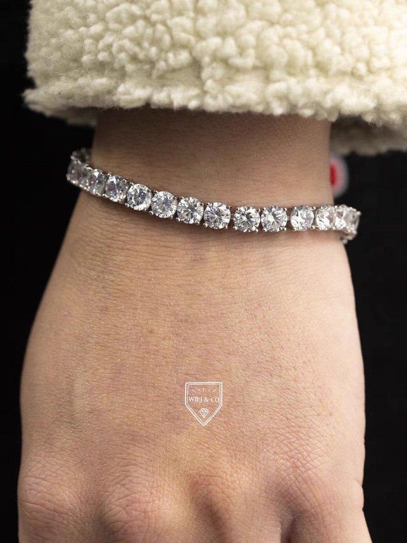 Wbj 6mm網球手鏈 滿鑽手鍊 手環 - 手鍊/手環 - 寶石 銀色