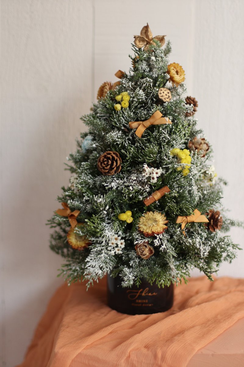 溫暖黃 北國乾燥混合松聖誕樹 (S)-預購 11/20後依序出貨 - 乾燥花/永生花 - 植物．花 黃色