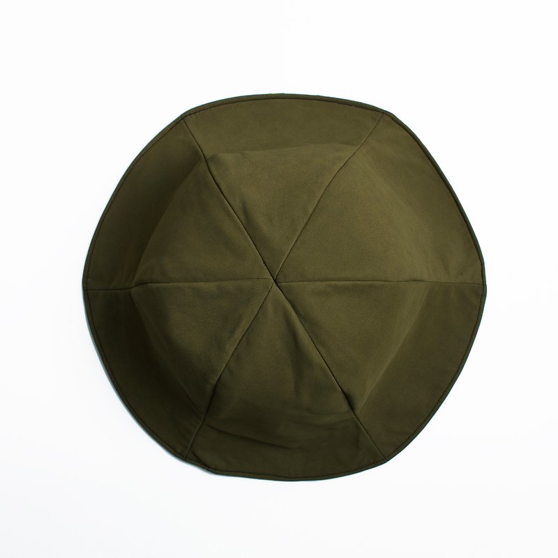 JOJA│ Autumn (dark green x yellow) double-sided flower-shaped hat / customized - หมวก - ผ้าฝ้าย/ผ้าลินิน สีเขียว