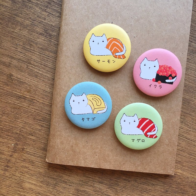 Plastic Badges & Pins Multicolor - Non-plated sushi cat badge