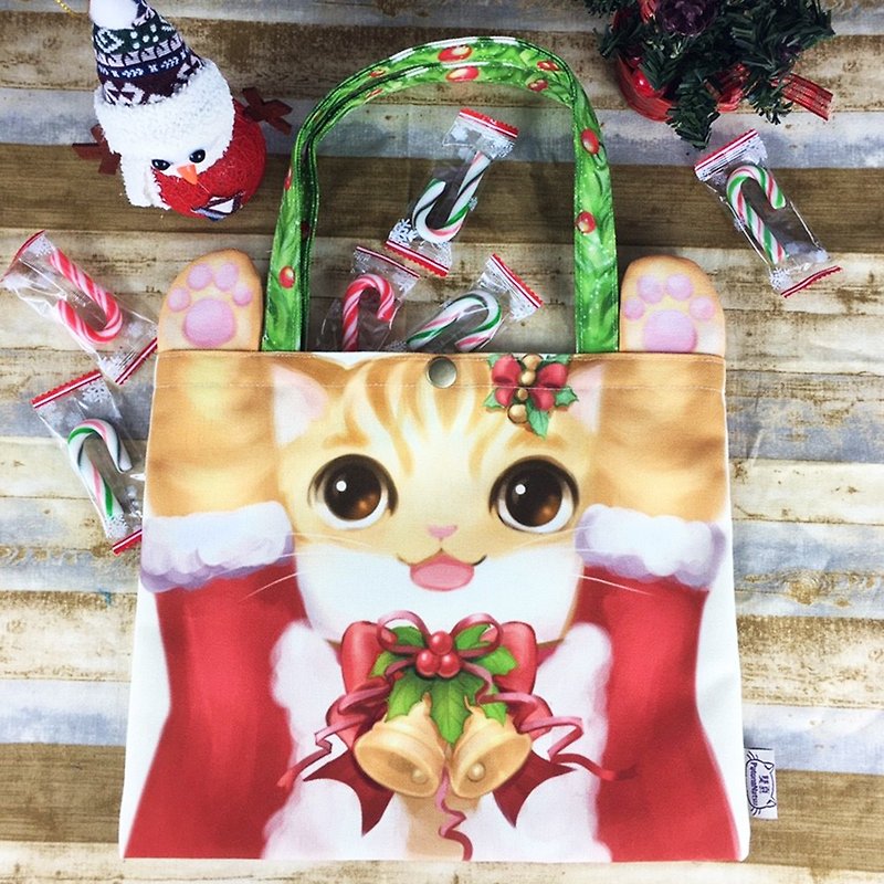 Tabby Cat, Shiba Inu Christmas Cat, Elk Chai Christmas Pouch (Christmas Limited Edition) - กระเป๋าถือ - เส้นใยสังเคราะห์ 