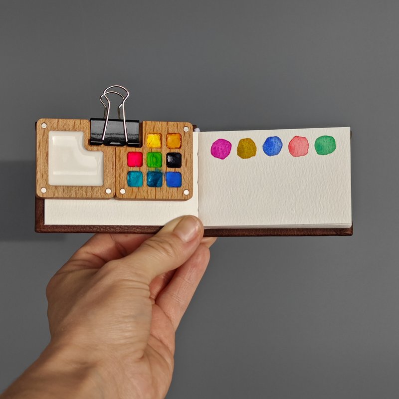 Wooden portable watercolor palette for painting GO DRAW original - 其他 - 木頭 多色