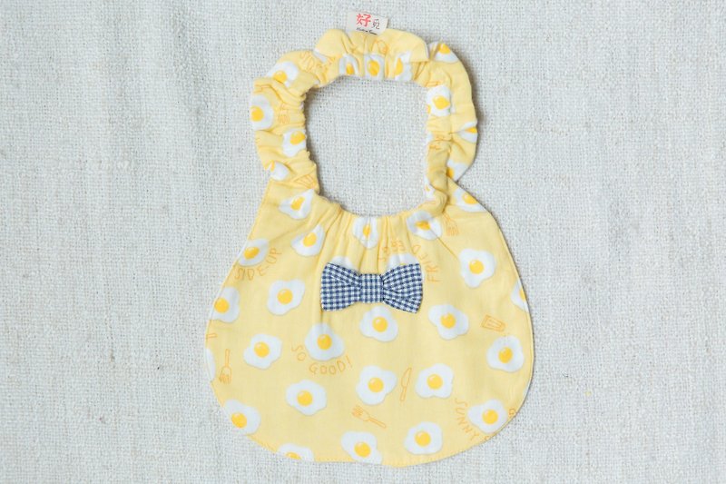 (Spring Special) Good looking double-sided hand bib - Good morning morning poached egg (goose yellow - bow tie) - ผ้ากันเปื้อน - ผ้าฝ้าย/ผ้าลินิน สีเหลือง