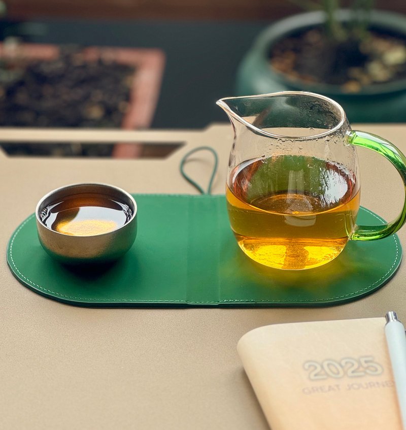 【帶我旅行】T-PAD磁吸折叠收納茶垫 - 茶壺/茶杯/茶具 - 人造皮革 綠色