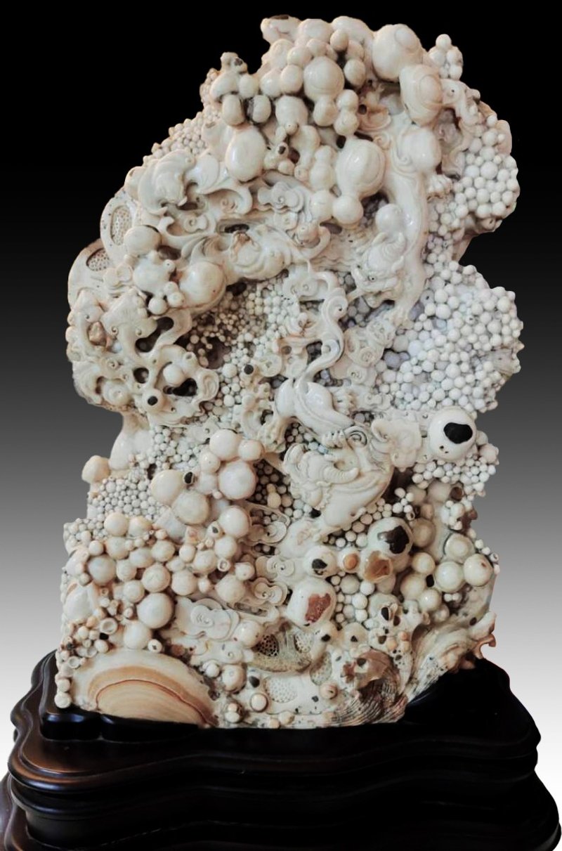 【常住久安】 限量藝術龍宮舍利雕件 全球僅1尊 安定 恆常 護佑 - 擺飾/家飾品 - 石頭 白色