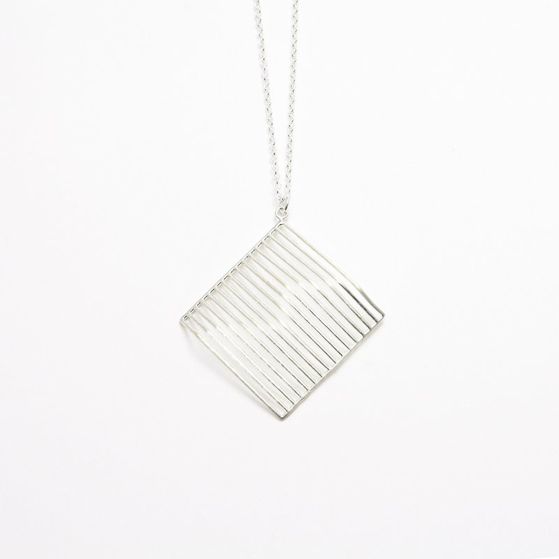Square Electrocardiogram Necklace - Necklaces - Sterling Silver 