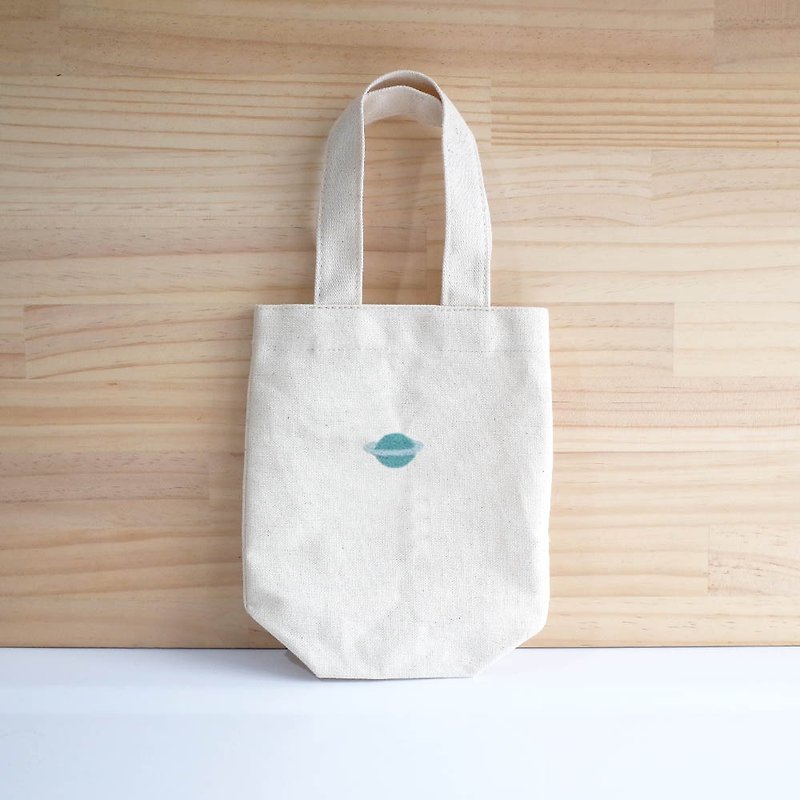【Q-cute】Beverage bag series-Saturn-can add characters - ถุงใส่กระติกนำ้ - ผ้าฝ้าย/ผ้าลินิน หลากหลายสี