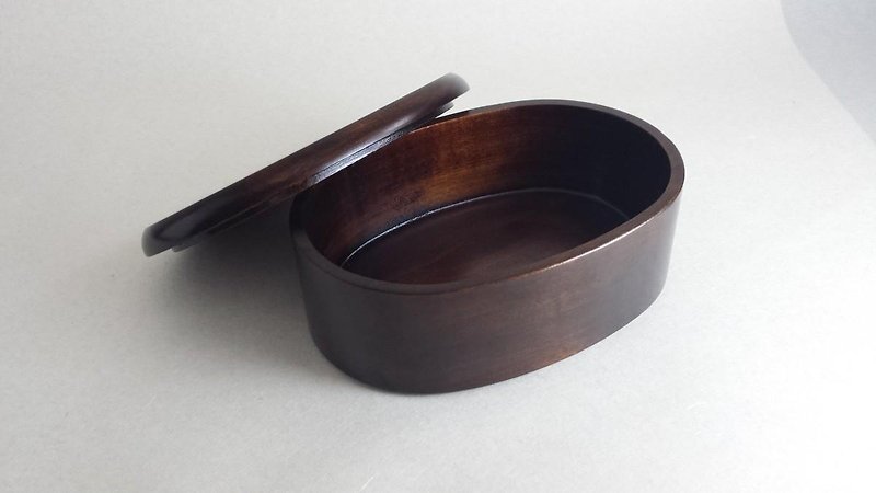 1段楕円弁当箱　拭漆 - 廚具 - 木頭 咖啡色