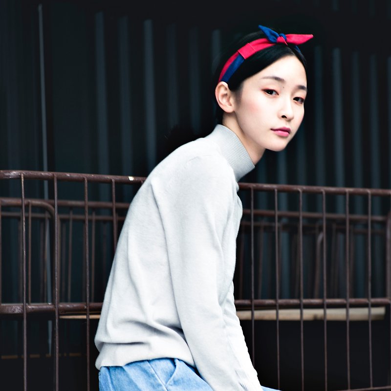 【The MAMA's Closet】Papillon (Blue with Red) / Classic Headband - Hair Accessories - Polyester Red