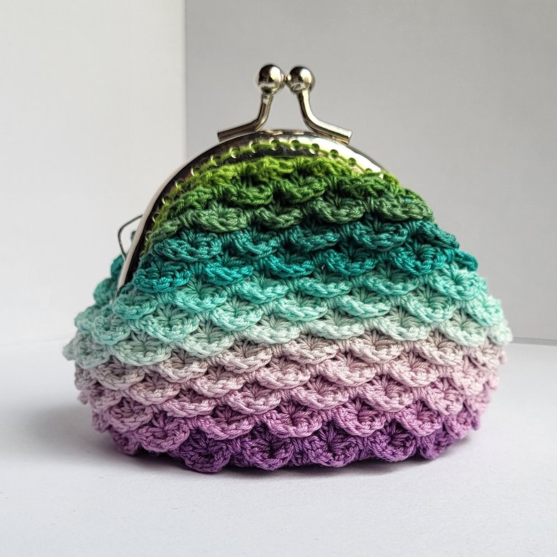 Handmade Crochet Mini Scales Clasp Purse - Coin Purses - Cotton & Hemp Multicolor