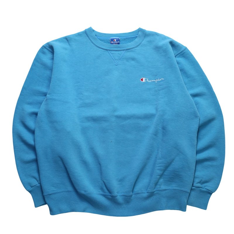 90s Champion 美國製 水藍色素面衛衣 大學tee - 帽T/大學T - 其他材質 藍色