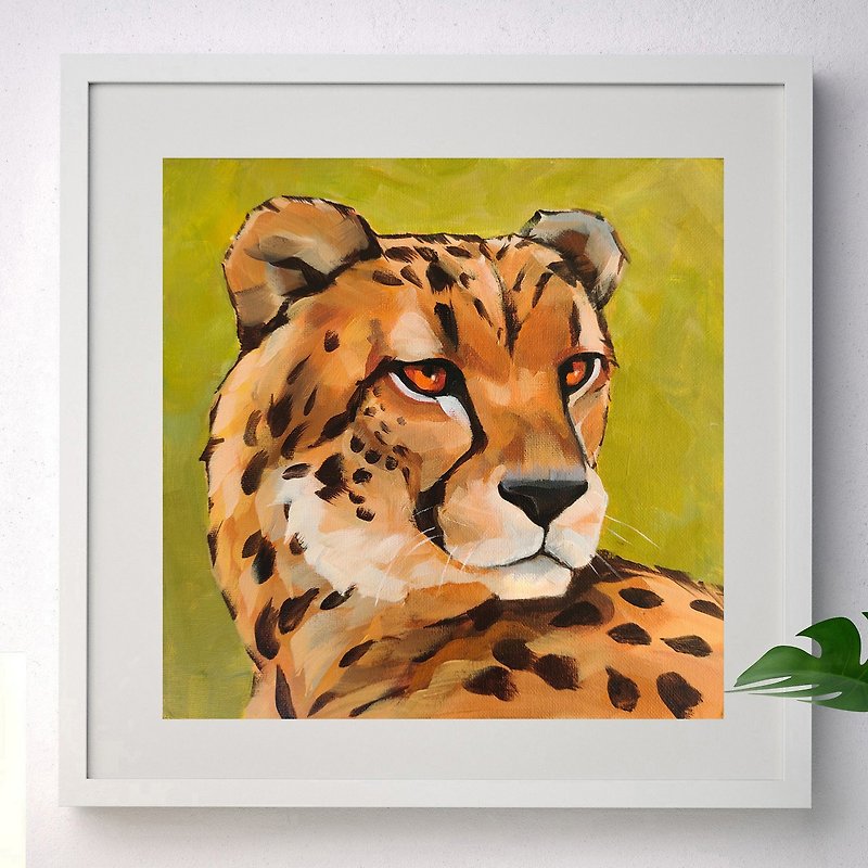 Cotton & Hemp Posters - Cheetah Original painting on canvas Safari animals Safari wall art