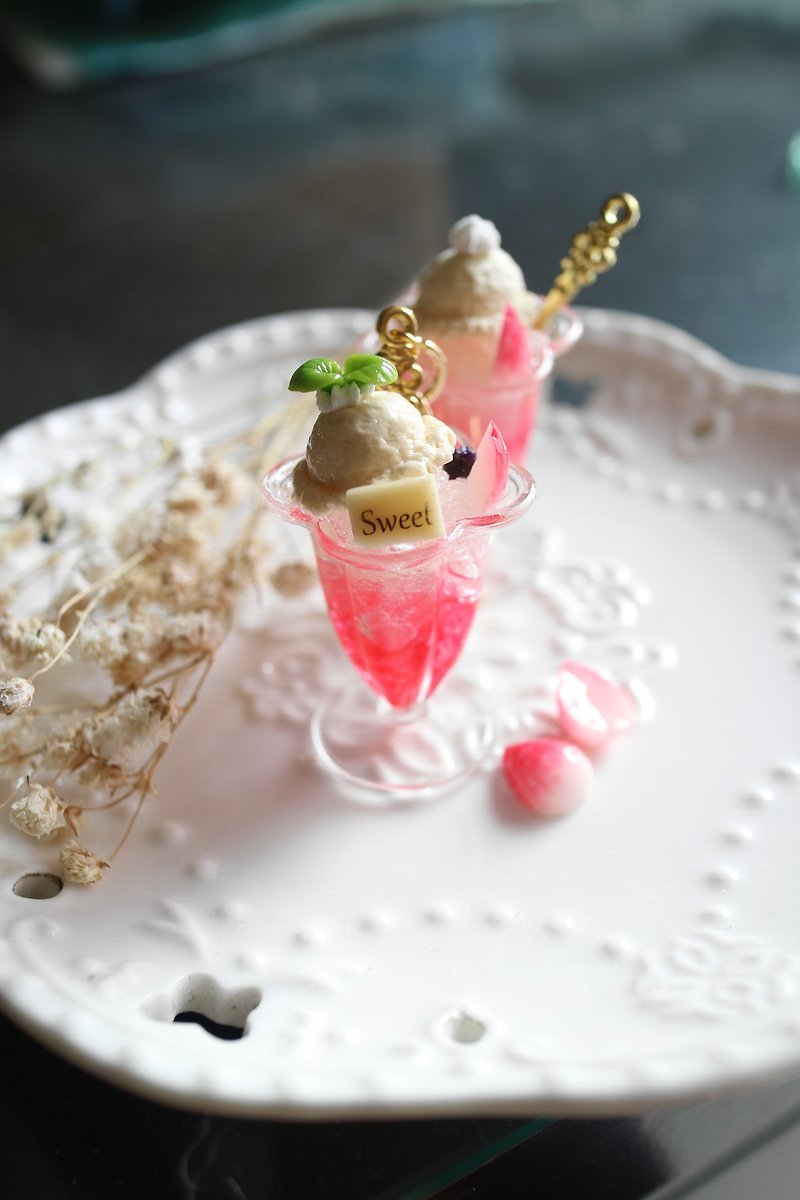 莓果冰沙鑰匙圈 - 鑰匙圈/鎖匙扣 - 黏土 紅色