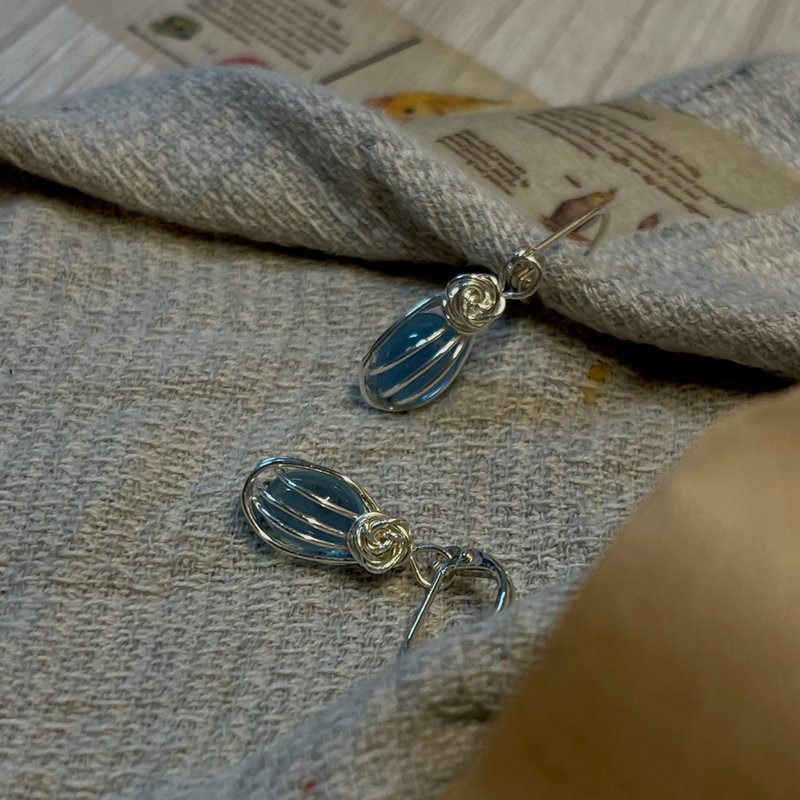 Vase and Flower__ sterling silver earrings. Aquamarine. handmade - Earrings & Clip-ons - Sterling Silver 