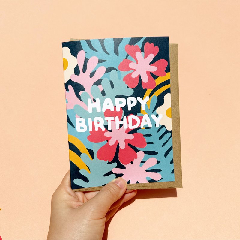 การ์ดอวยพร วันเกิด Happy Birthday Floral Colorful Greeting Card - การ์ด/โปสการ์ด - กระดาษ 