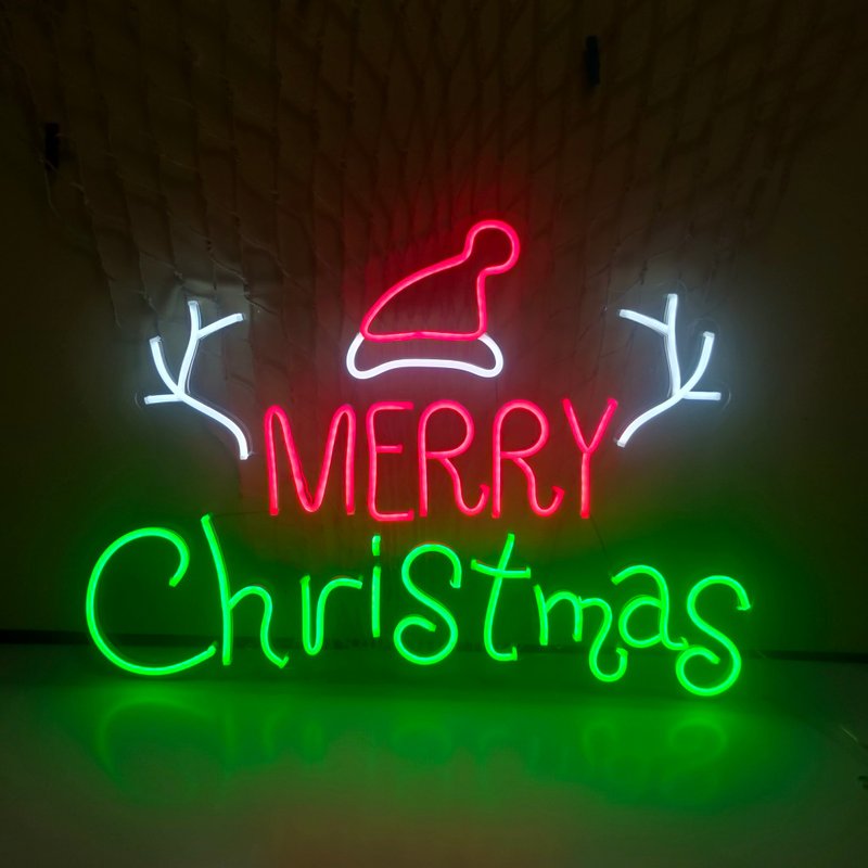 Merry Christmas neon sign light Decor Wall Hanging Art Banner - โคมไฟ - ซิลิคอน 