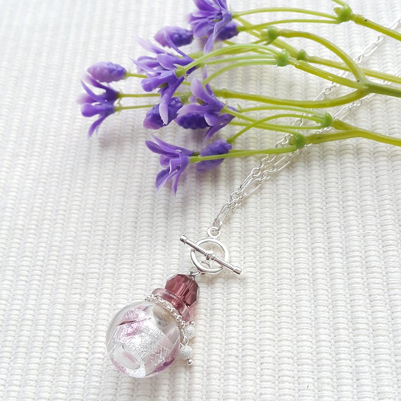 Perfume Bottle Necklace in Simple Style (Purple) - สร้อยคอ - แก้ว สีม่วง