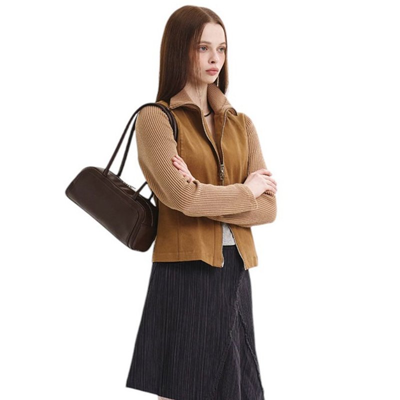 韓國製 MUR BUN手袋/單肩包/手提袋 (Dark Brown) - 側背包/斜背包 - 環保材質 