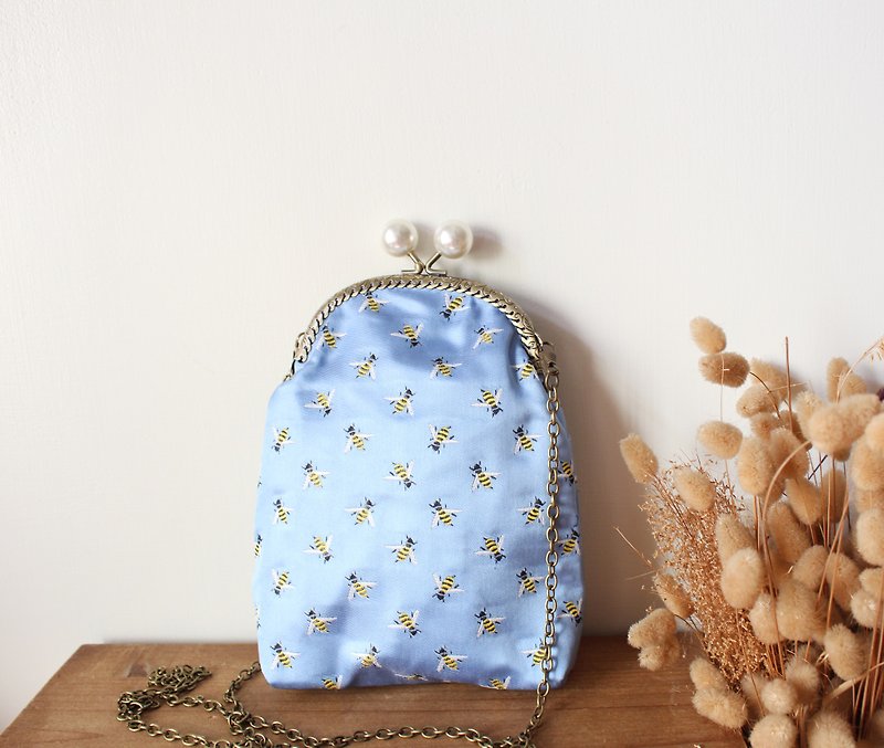 合合jiho _ 珠光宝气 three-dimensional bag shoulder bag gold bag small bag - Messenger Bags & Sling Bags - Polyester Blue