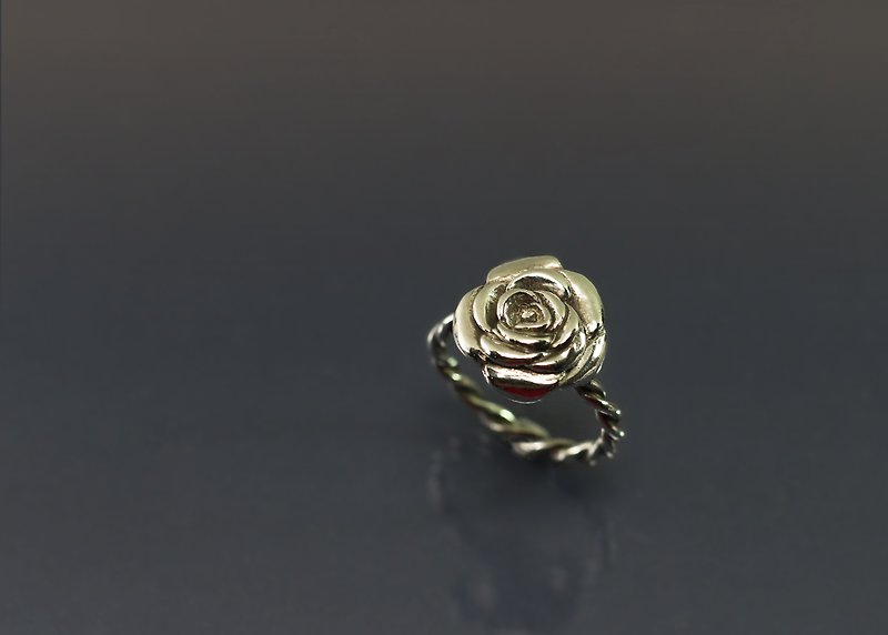 Flower Series - Rose Twist 925 Silver(Large) - General Rings - Sterling Silver Red