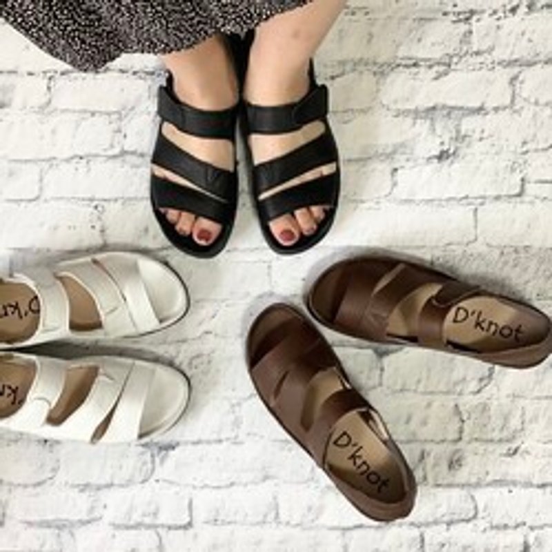 新款無壓力包縫法牛皮露趾涼鞋2130 - 女款休閒鞋 - 真皮 