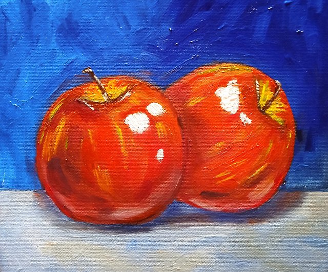 静物真っ赤なリンゴオリジナルの油絵フルーツ絵画フルーツアート