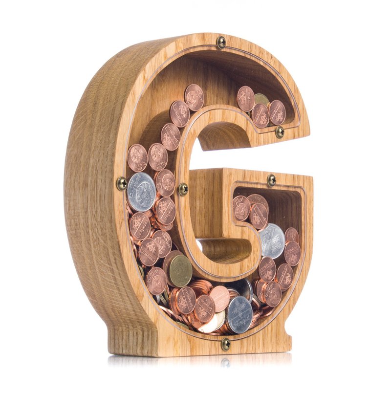 Wooden nursery decor piggy bank LETTER First birthday gift Baby shower gift - 存錢筒 - 木頭 