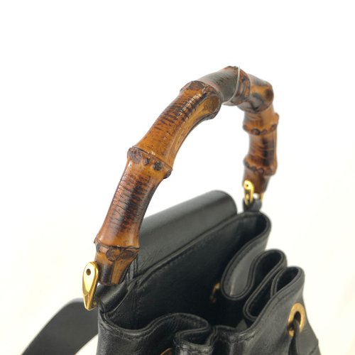 日本直送 名牌中古包 】GUCCI グッチ バンブー レザー 巾着