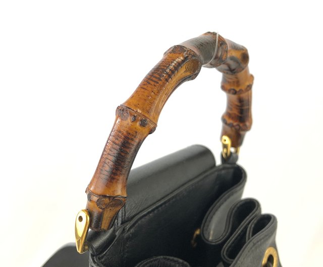 日本直送 名牌中古包 】GUCCI グッチ バンブー レザー 巾着